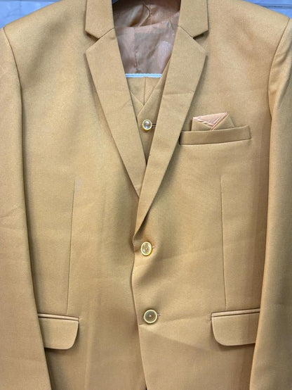Club AK Men's Mustard Gold 3-Piece Suit | Premium Wedding & Party Wear suit Set