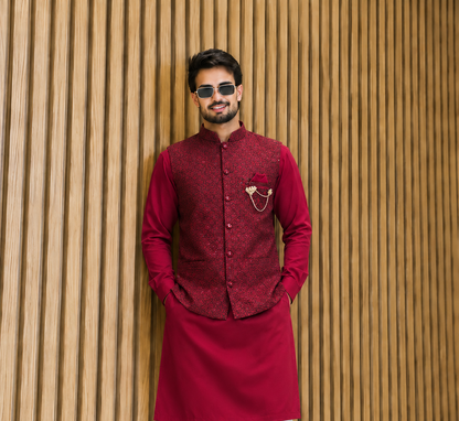 CLUB AK Designer Men's Ethnic Nehru Jacket with Stylish Kurta