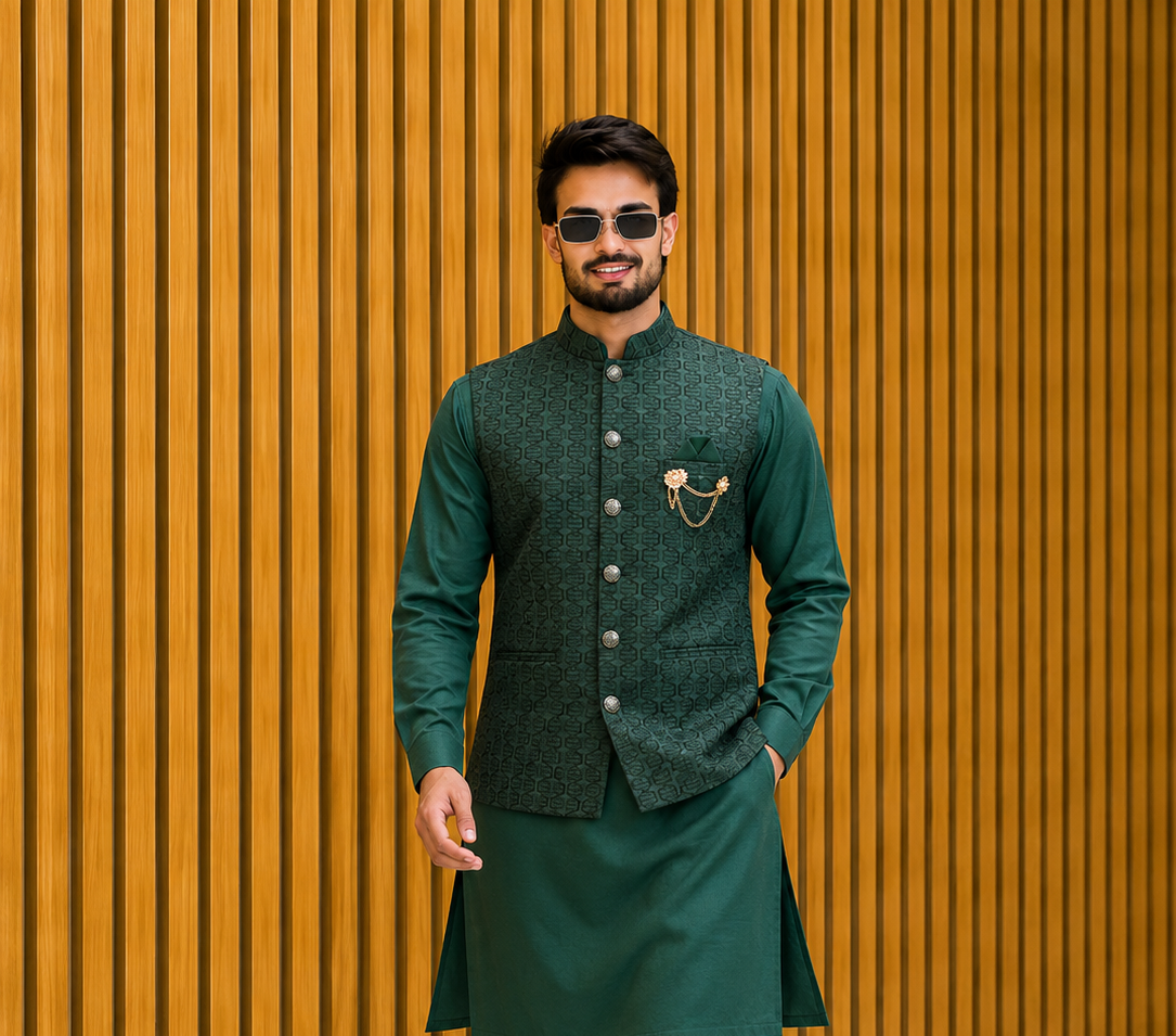 CLUB AK Designer Men's Ethnic Nehru Jacket with Stylish Kurta