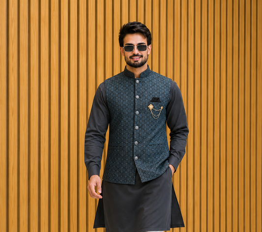 CLUB AK Designer Men's Ethnic Nehru Jacket with Stylish Kurta