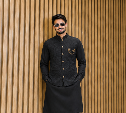 Club AK Men's Designer Jacquard Nehru Jacket with Kurta for Wedding, Party & Festive Wear
