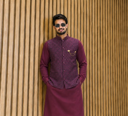 CLUB AK Stylish Embroidered Kurta Jacket Set for Men