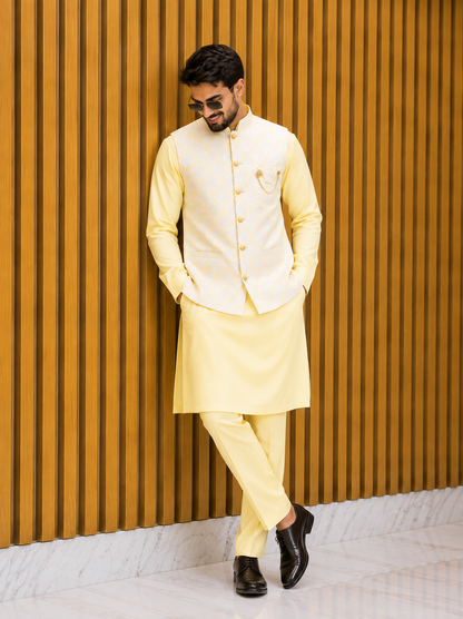 CLUB AK Designer Embroidered Waistcoat Kurta Set for Men | Traditional Wedding & Festive Wear