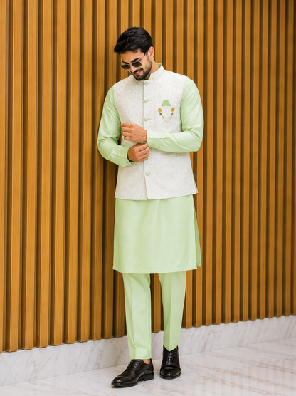 CLUB AK Designer Embroidered Waistcoat Kurta Set for Men | Traditional Wedding & Festive Wear