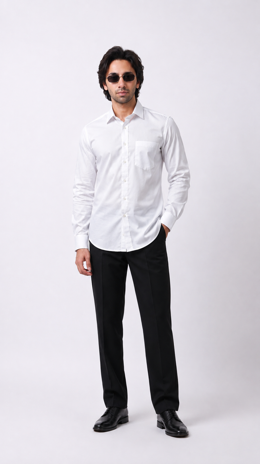 Club AK Men's Premium Black & White Full Sleeve Textured Shirt – Stylish Formal & Casual Wear Shirt
