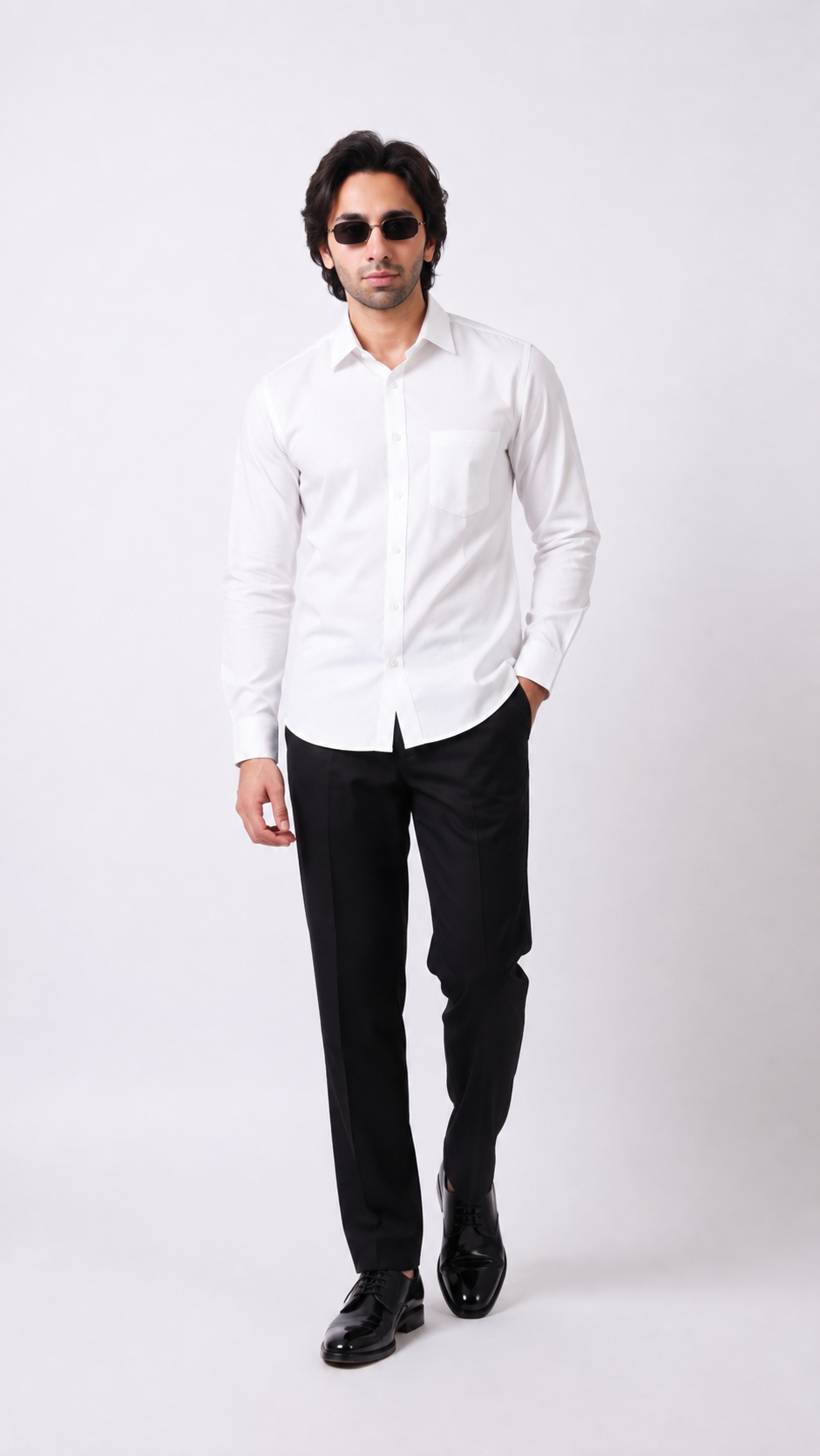 Club AK Men's Premium White Full Sleeve Formal Shirt – Stylish Solid Cotton Shirt for Men | Office, Business & Party Wear