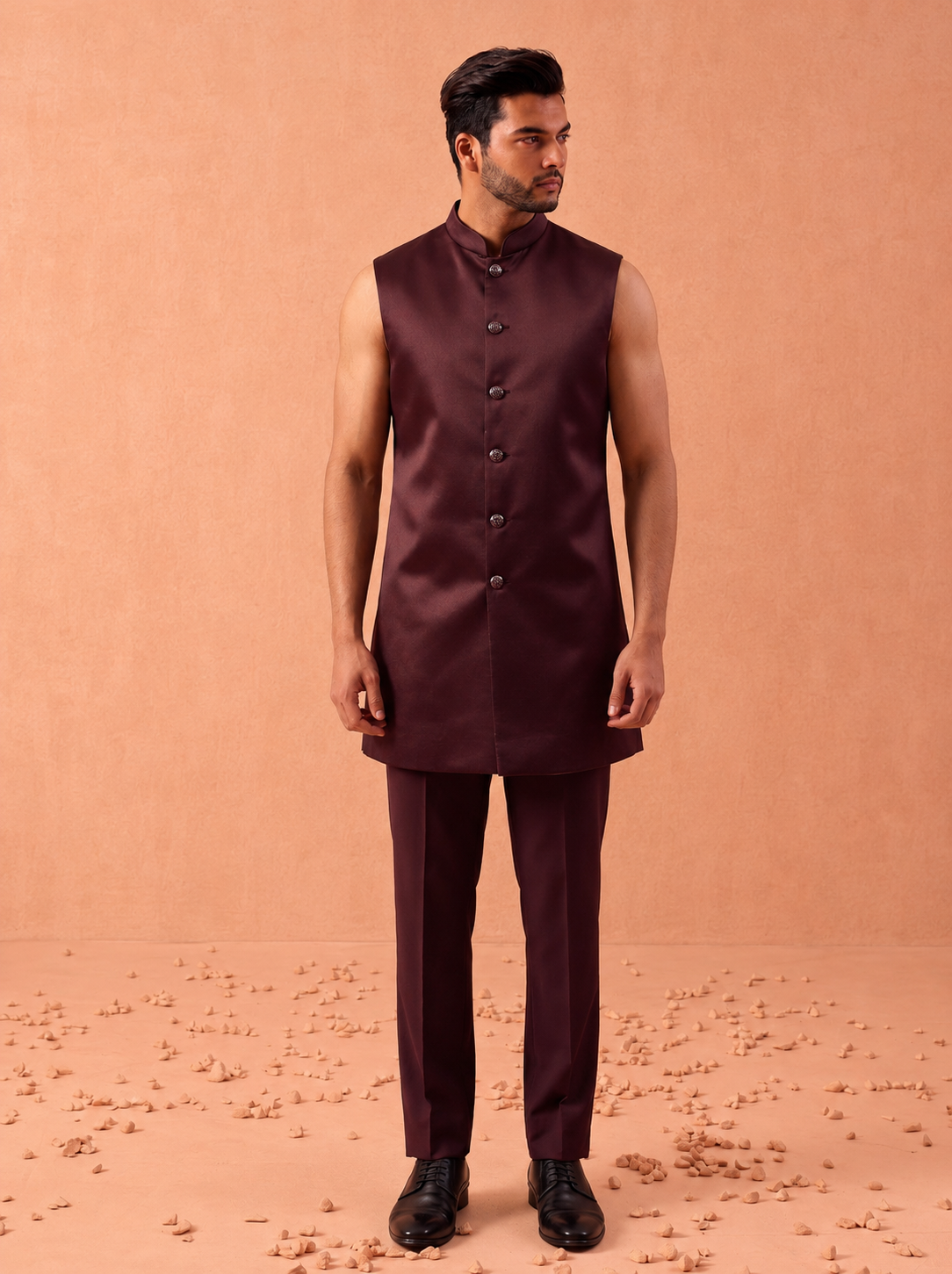 Club AK Men’s Premium White Printed Indo Western Suit | Wedding & Festive Wear