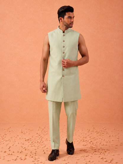 Club AK Men's Premium Sage Green Designer Indo Western Suit | Luxury Wedding & Party Wear