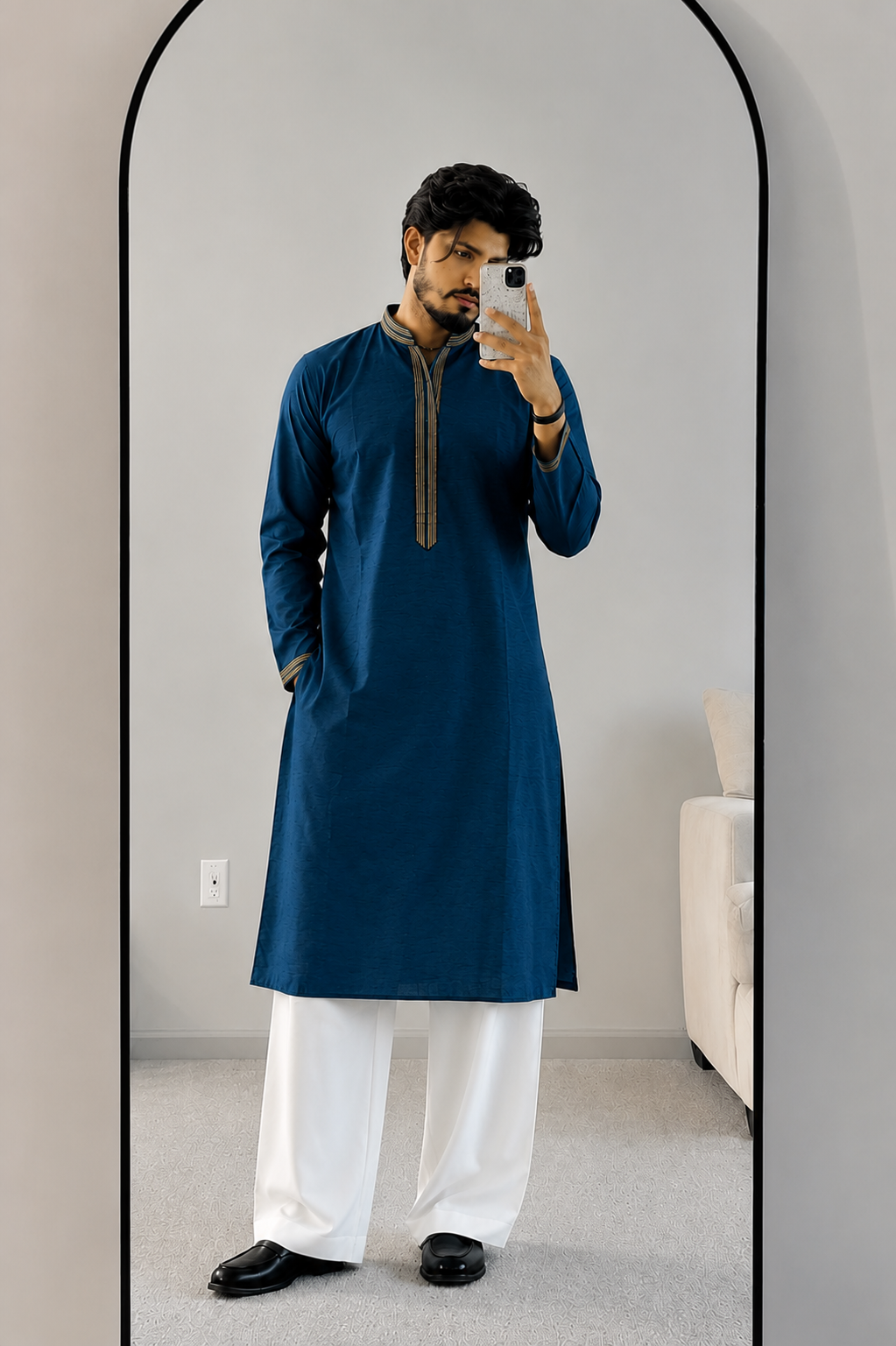 CLUB AK Men's Premium Solid Cotton Blend Kurta | Ethnic Festive & Traditional Wear