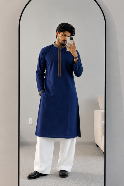 CLUB AK Men's Premium Solid Cotton Blend Kurta | Ethnic Festive & Traditional Wear