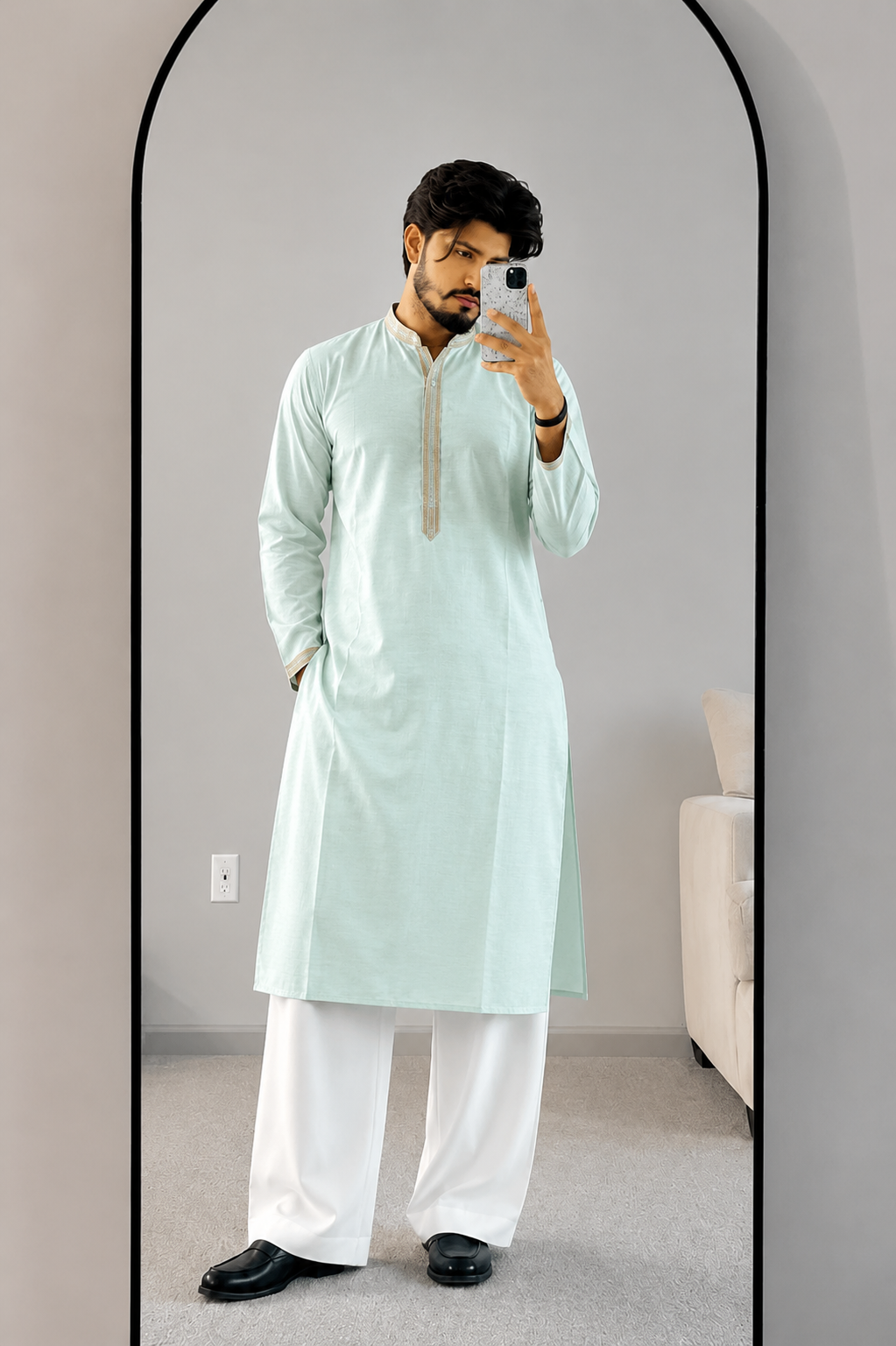 CLUB AK Men's Premium Solid Cotton Blend Kurta | Ethnic Festive & Traditional Wear
