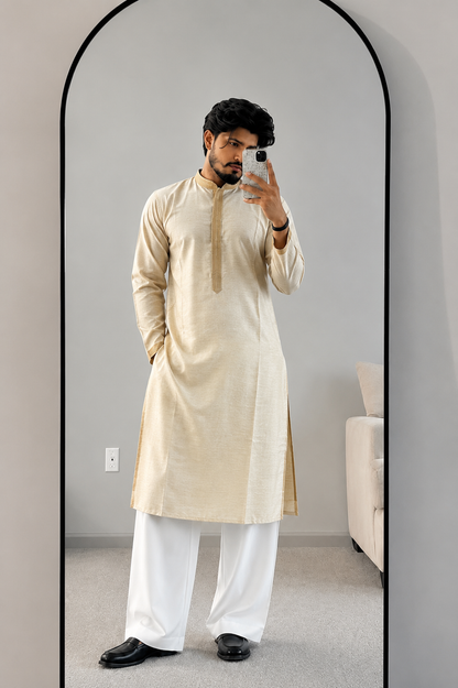 CLUB AK Men's Premium Solid Cotton Blend Kurta | Ethnic Festive & Traditional Wear