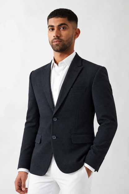 CLUB AK Men’s Premium Single-Breasted Blazer with Notch Lapel, Dual Flap Pockets & Tailored Fit