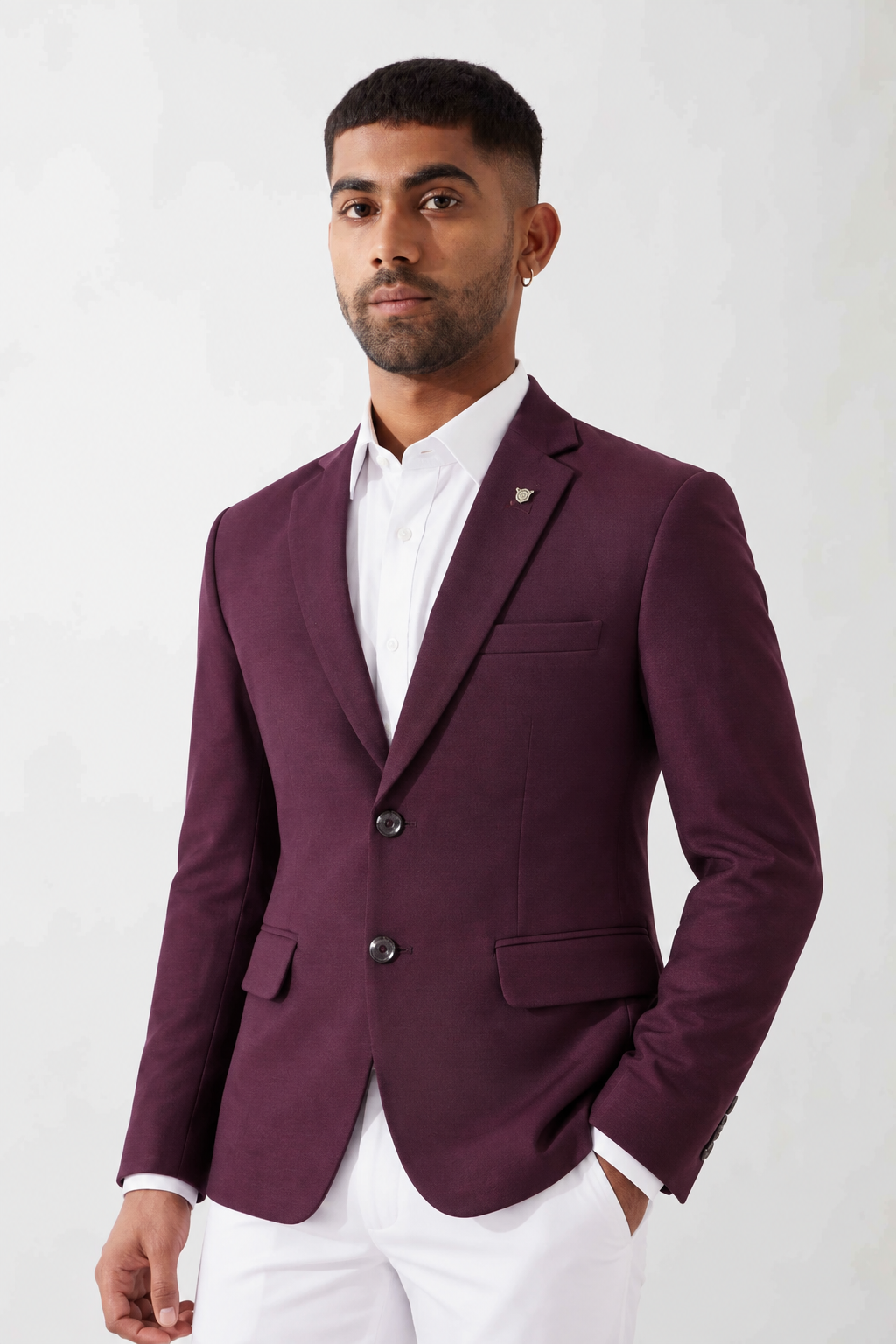 CLUB AK Men’s Premium Solid Blazer with Notch Lapel, Two-Button Closure, Flap Pockets & Tailored Fit