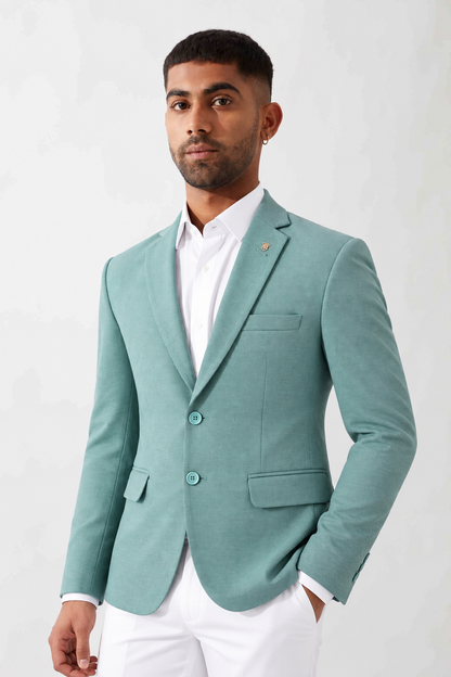 CLUB AK Men’s Premium Solid Blazer with Notch Lapel, Two-Button Closure, Flap Pockets & Tailored Fit