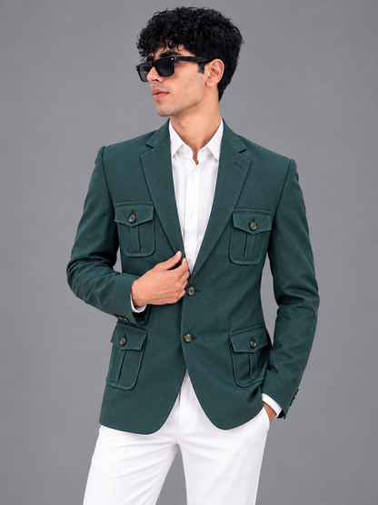 CLUB AK Men’s Premium Designer Blazer with Notch Lapel, Four Flap Pockets, Button Details & Tailored Fit