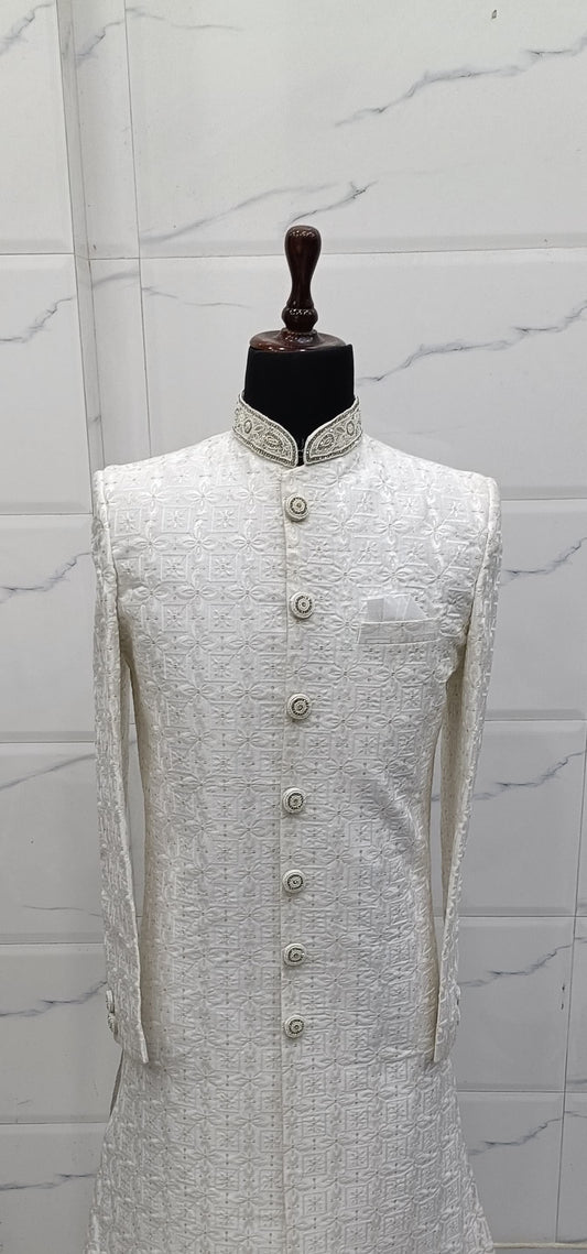 Classic White Sherwani for Men