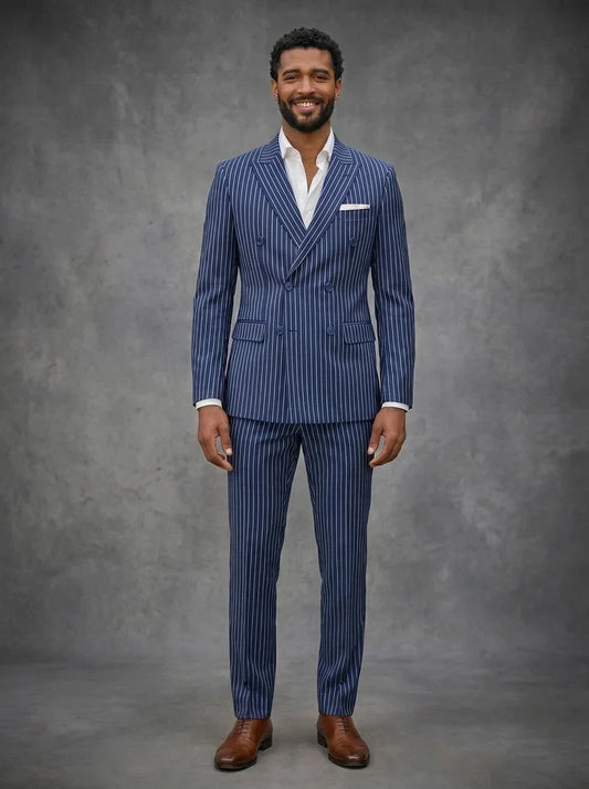 Double breast suit charcoal color for men