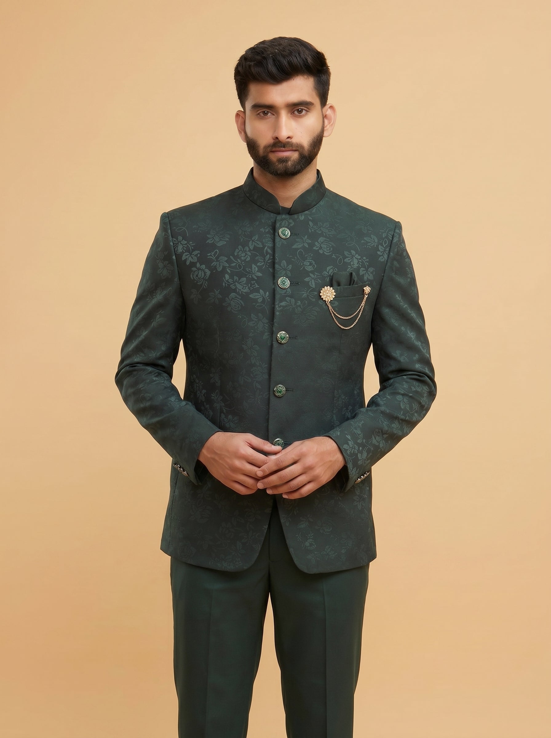 Men's Jodhpuri Green Suit With Pant
