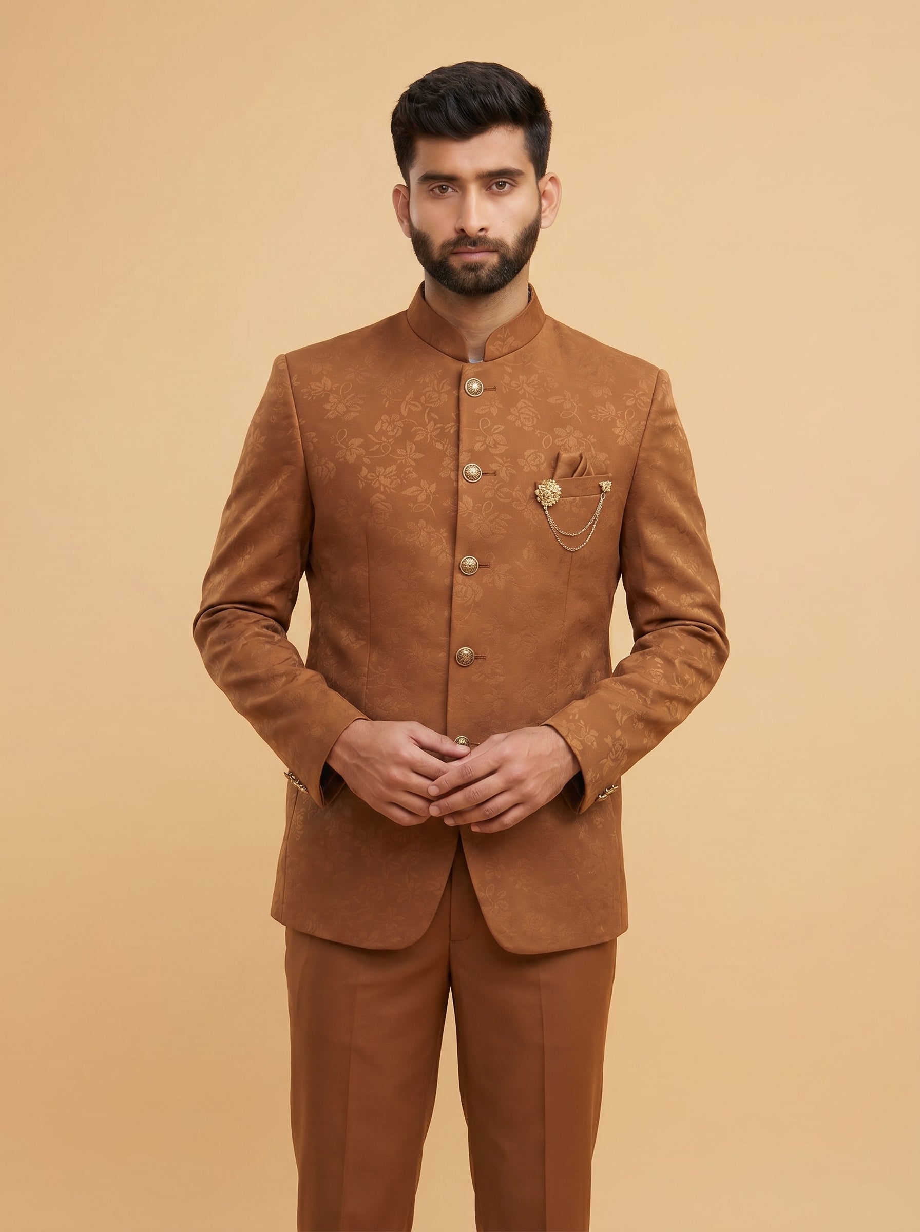 Men's Jodhpuri Rust  Suit With Pant