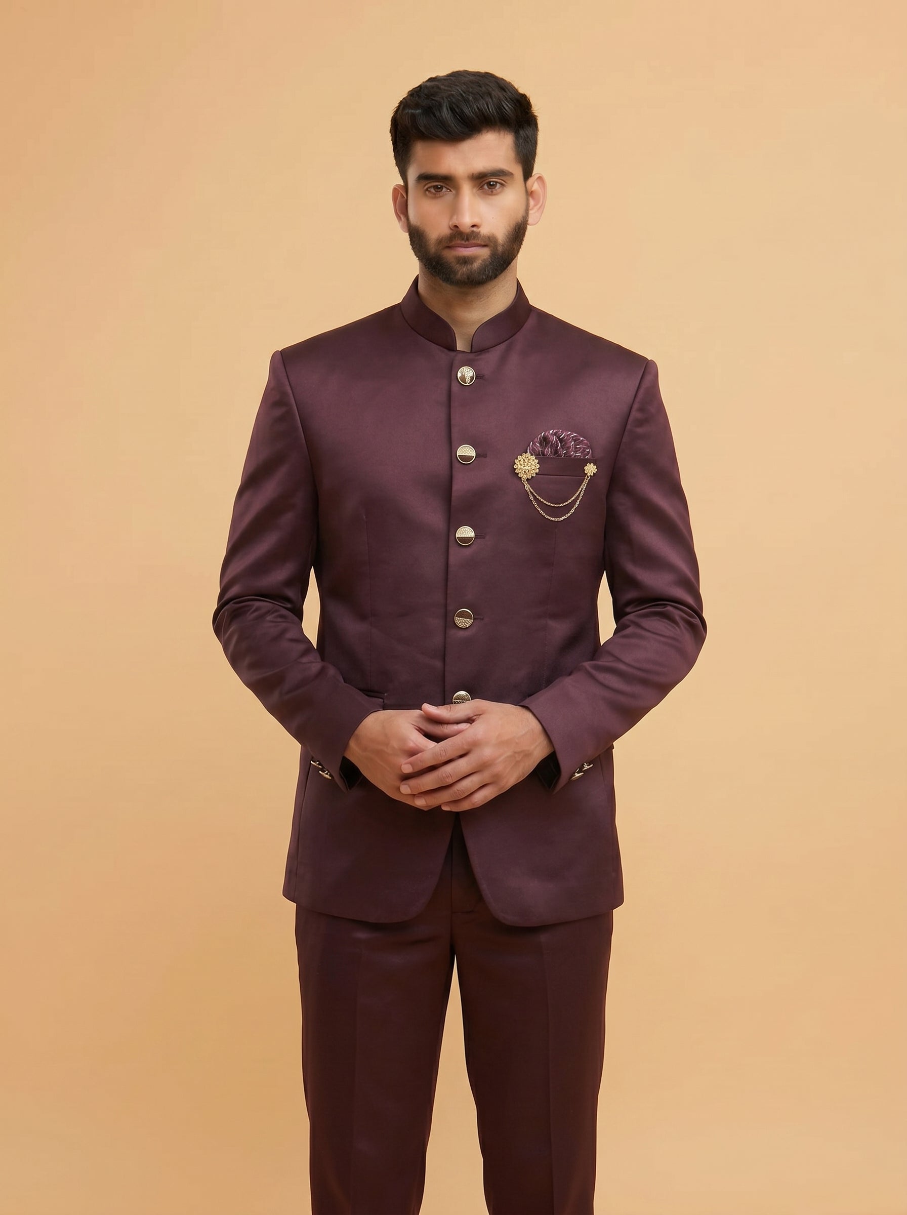 Men's Jodhpuri Maroon Suit With Pant