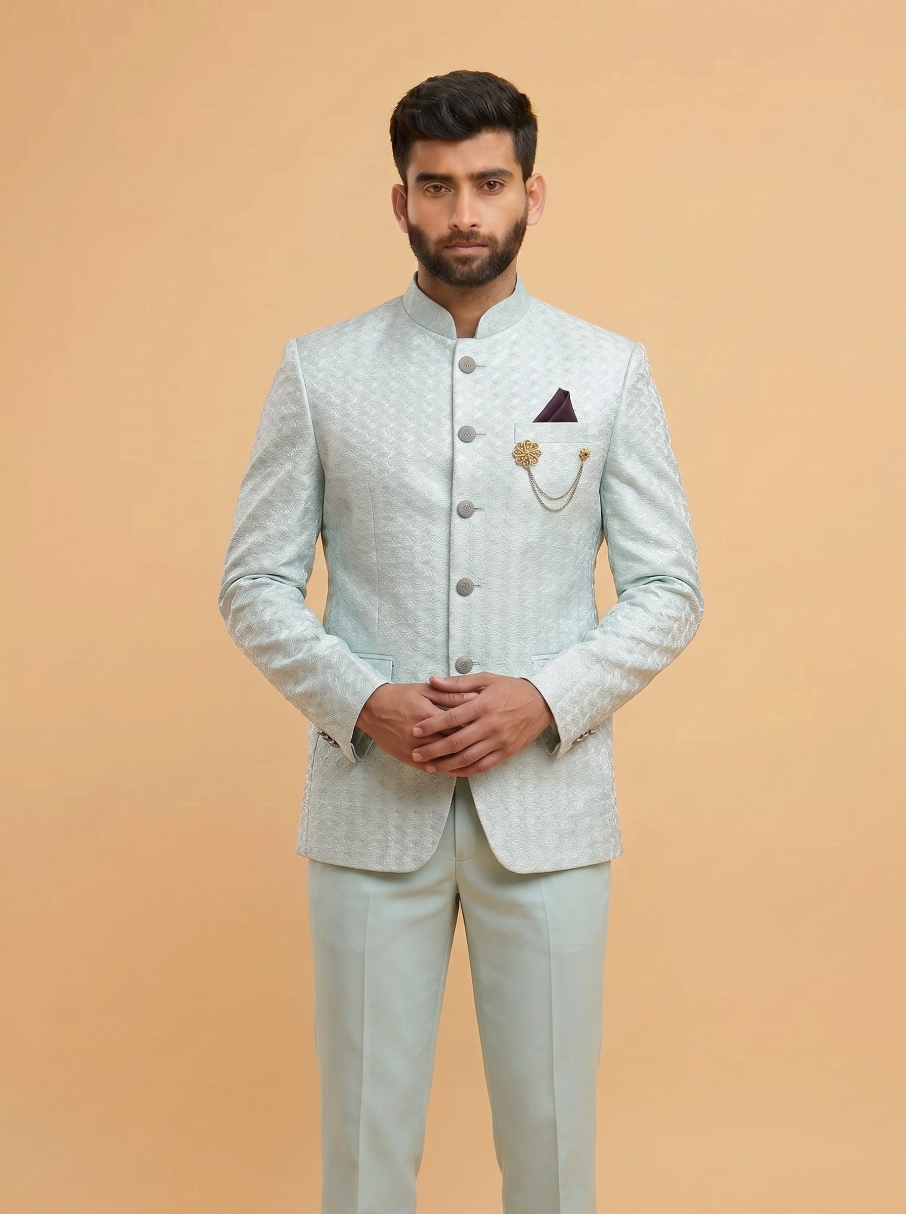 Men's Jodhpuri Sky blue Suit With Pant
