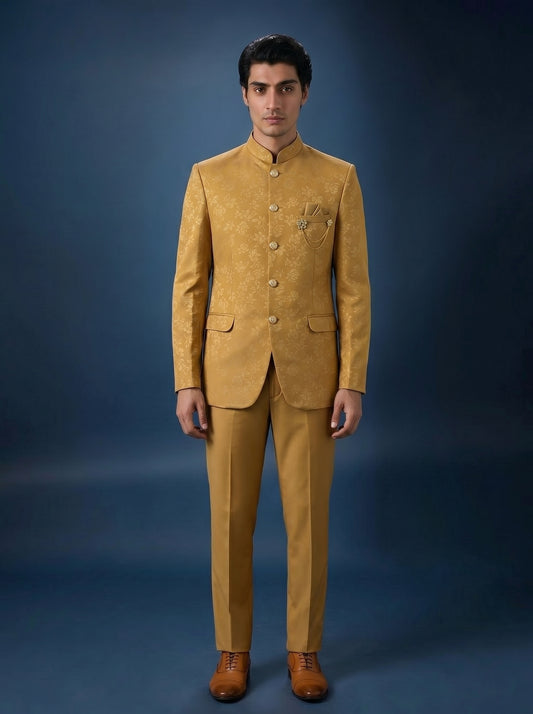 Men's Jodhpuri  Suit Yellow With Pant