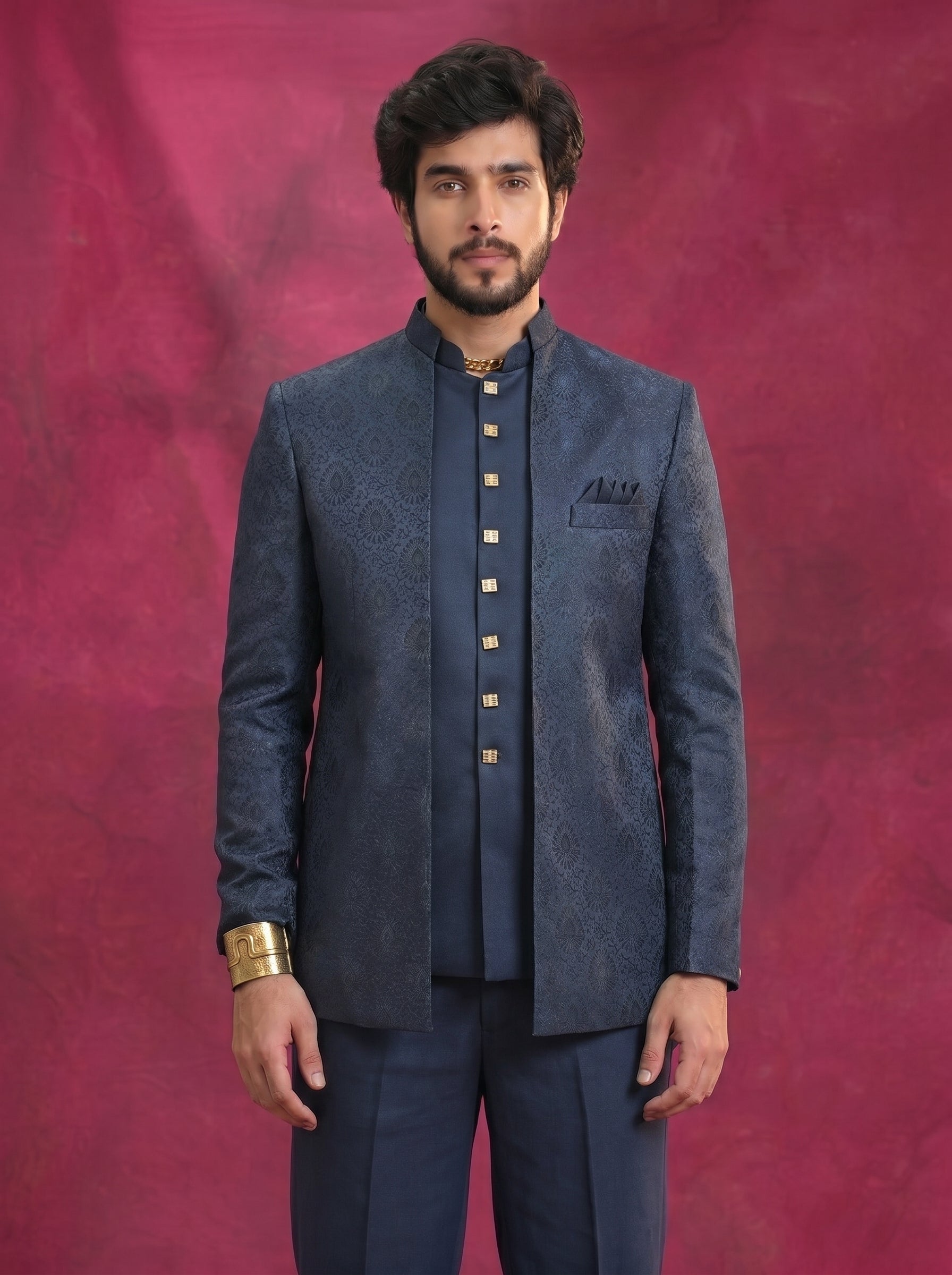 Men's Jodhpuri t Navy  blue Suit With Pant