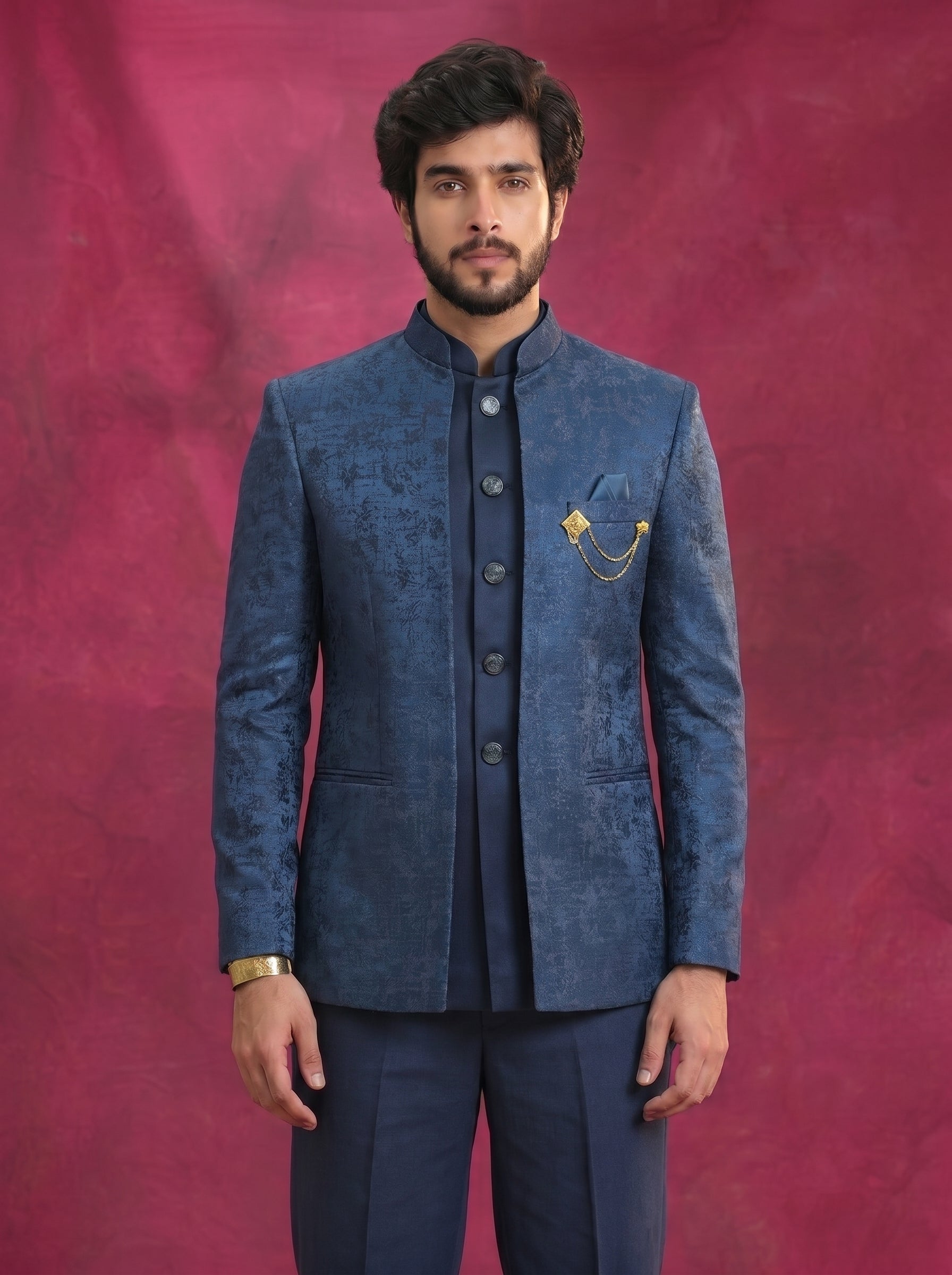 Royal Blue Bandhgala Jodhpuri Suit – Premium Terry Rayon