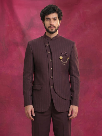 Men's wine Jodhpuri suit
