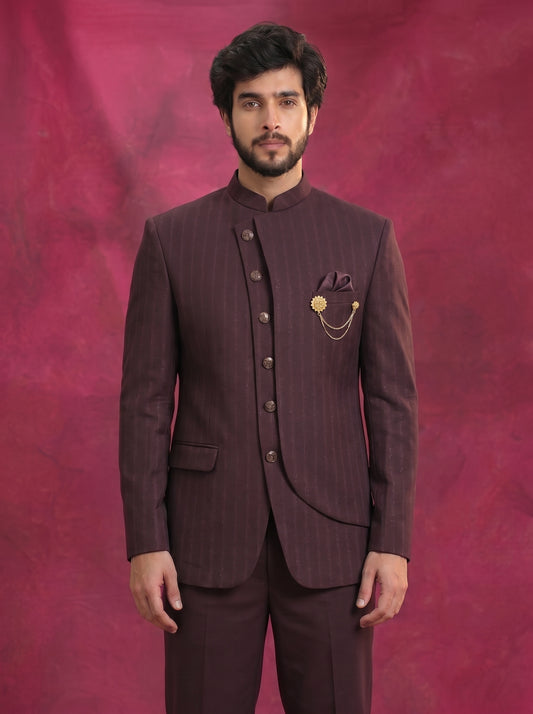 Jodhpuri Wine Suits with Pant for Men for Wedding