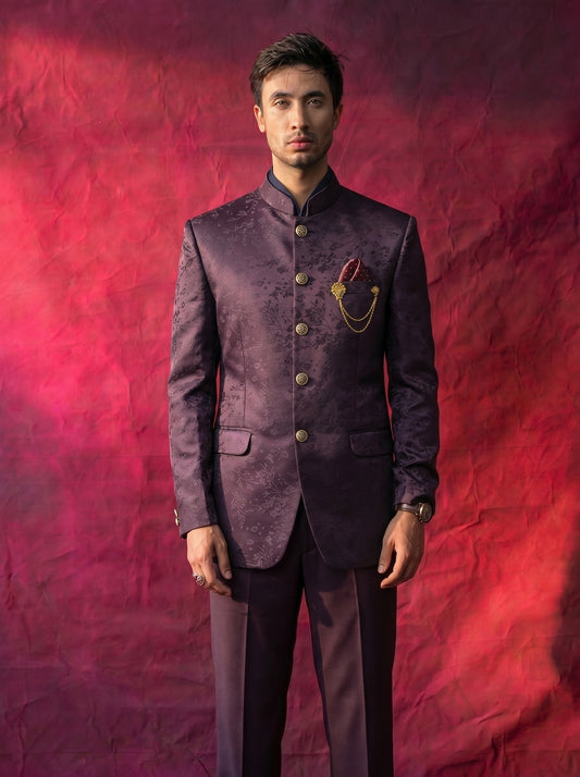 Jodhpuri Royal wine Suits with Pant for Men for Wedding