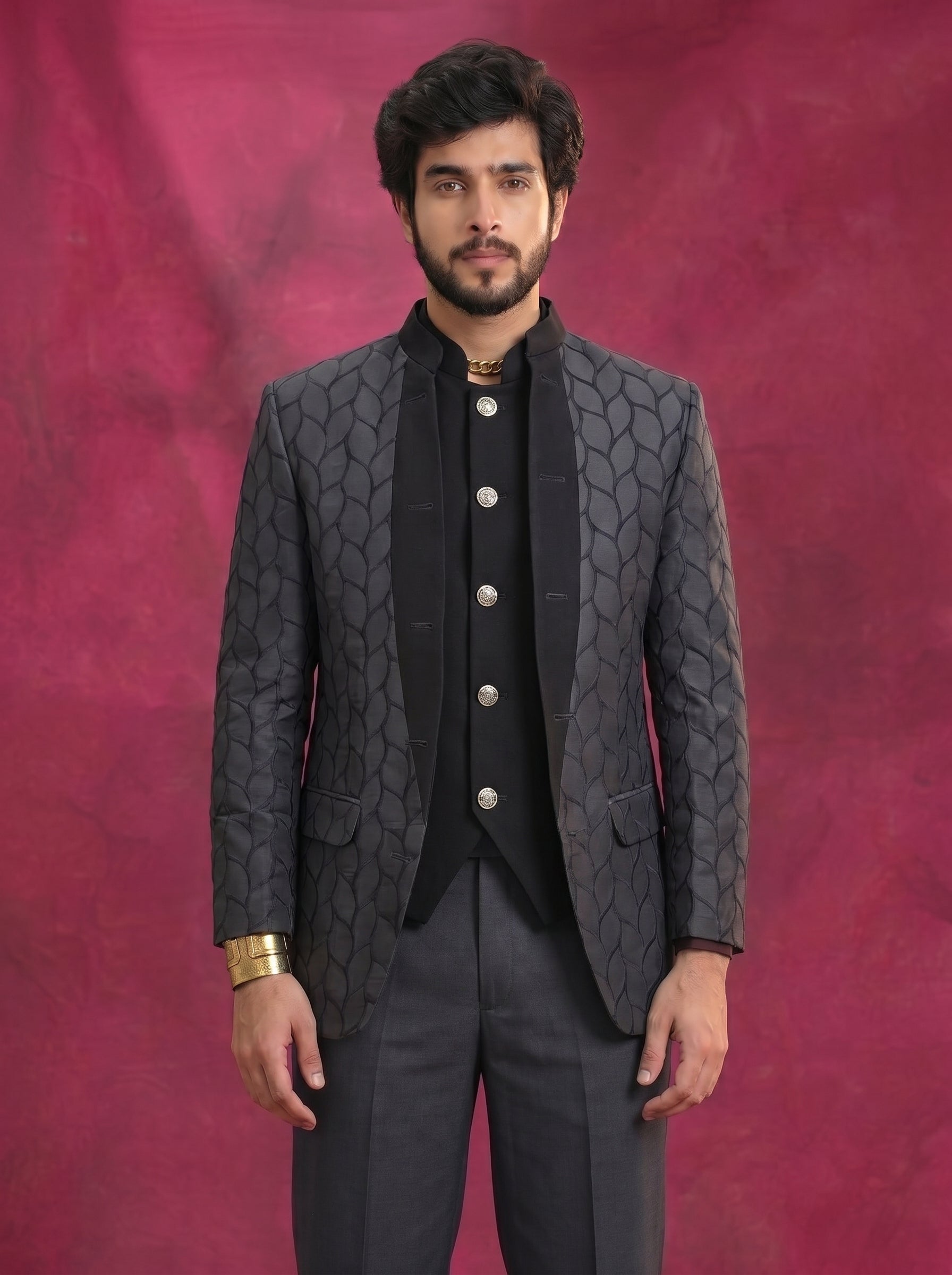 Men's Jodhpuri Black Suit With Pant