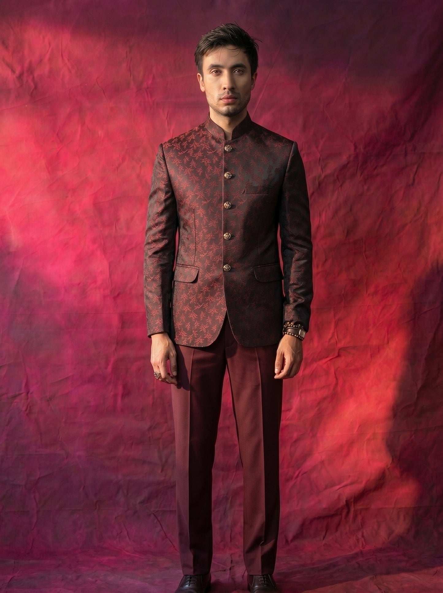 Men's Jodhpuri Maroon Suit With Pant