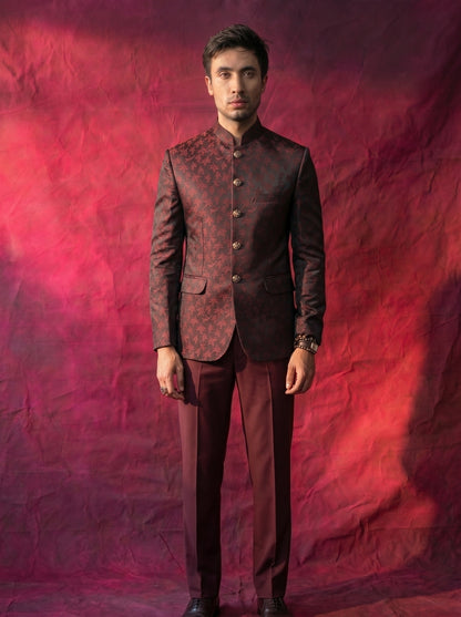 Men's Jodhpuri Maroon Suit With Pant