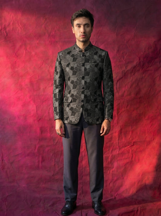Men's Jodhpuri Black Velvet  Suit With Pant