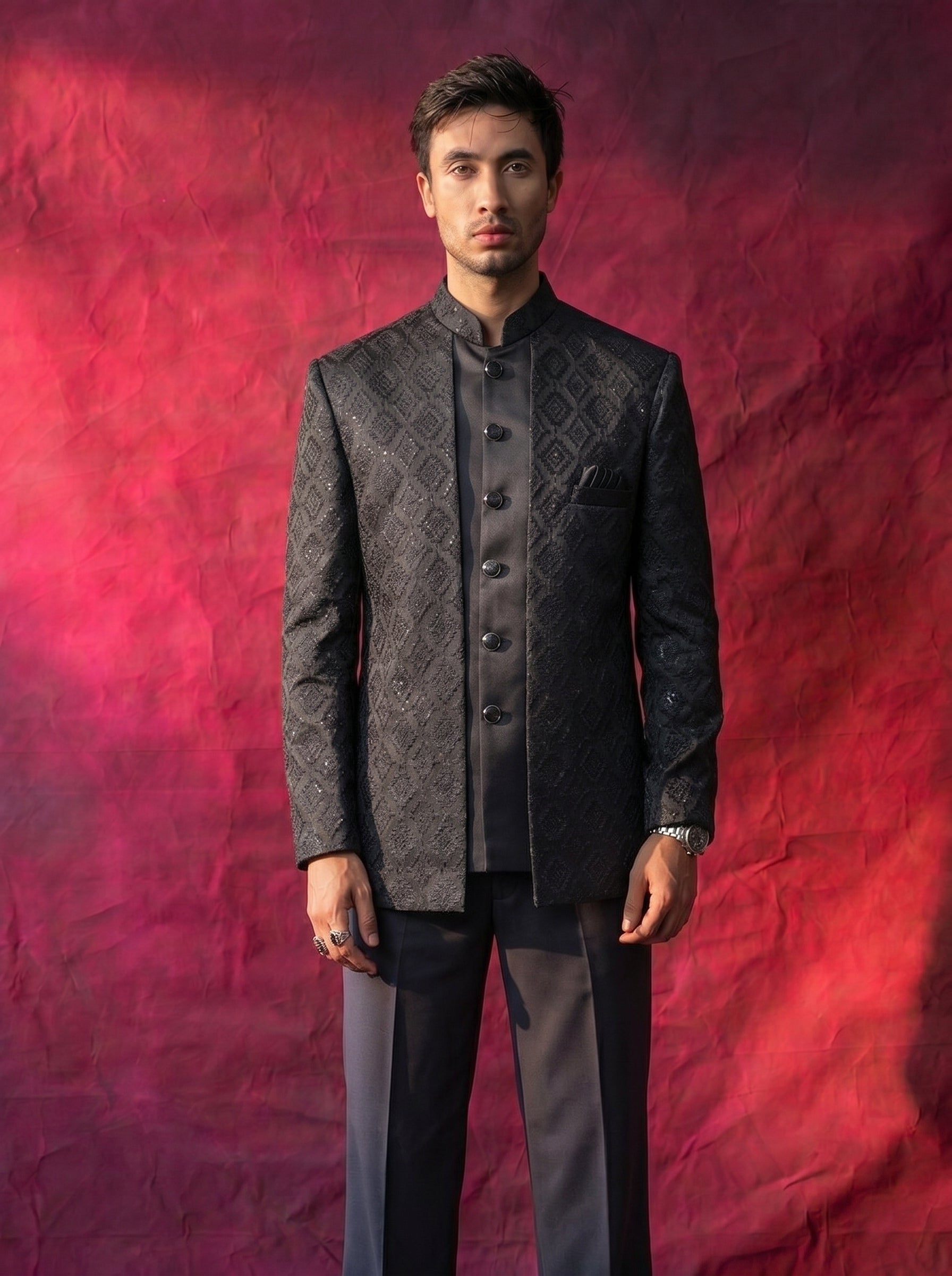 Men's Jodhpuri Black Suit With Pant