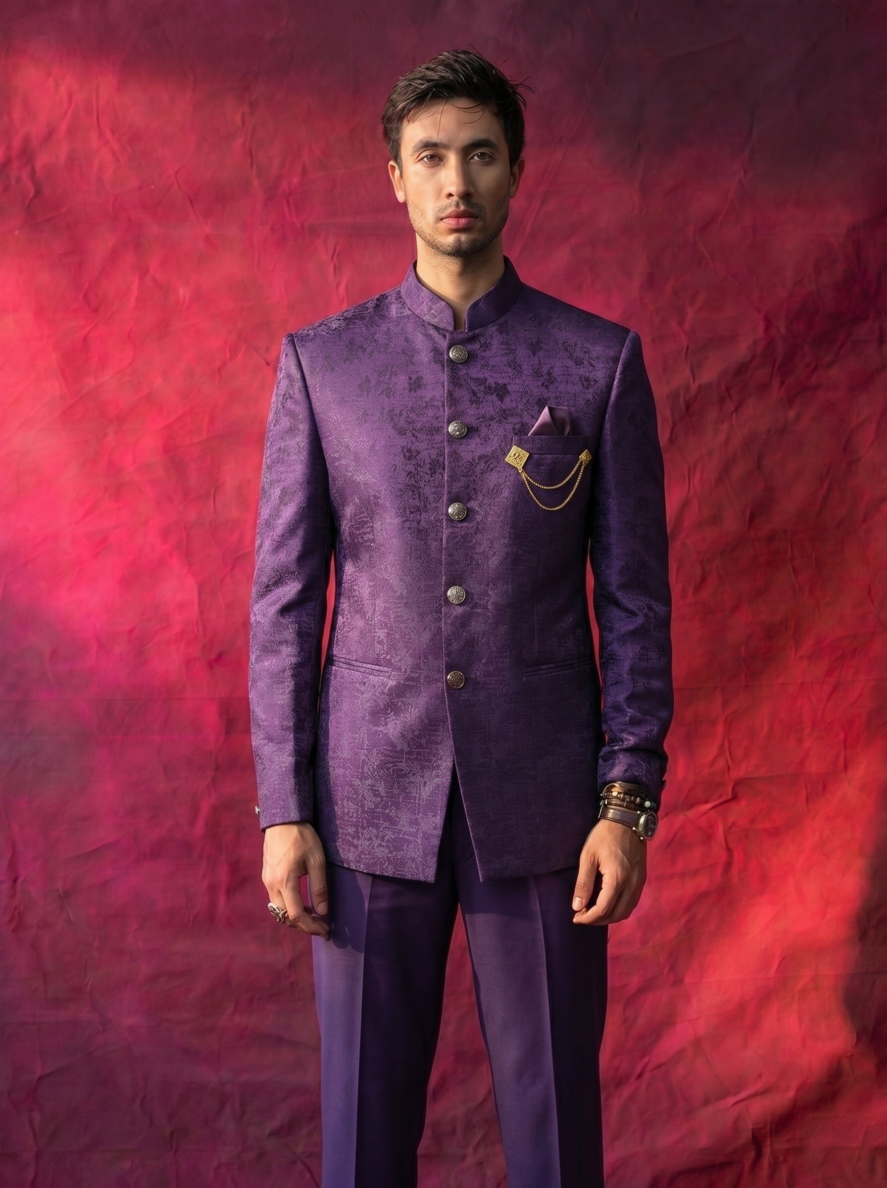 Traditional Dark Purple Jodhpuri Suit for men