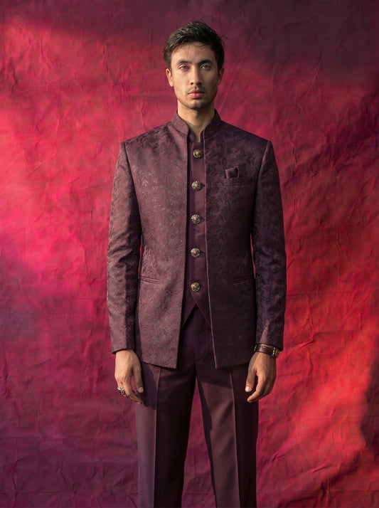 Men's Jodhpuri Maroon Suit With Pant