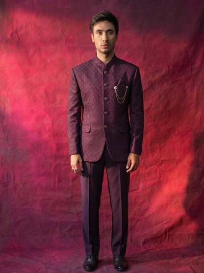 Men's wine Jodhpuri suit