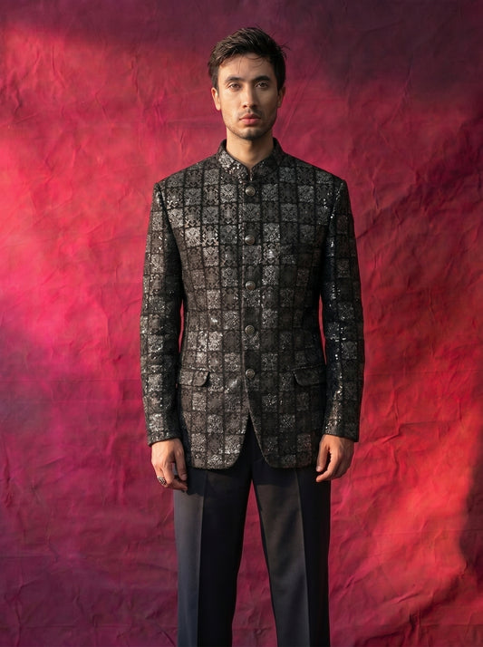 Men's Jodhpuri Velvet Black Suit With Pant