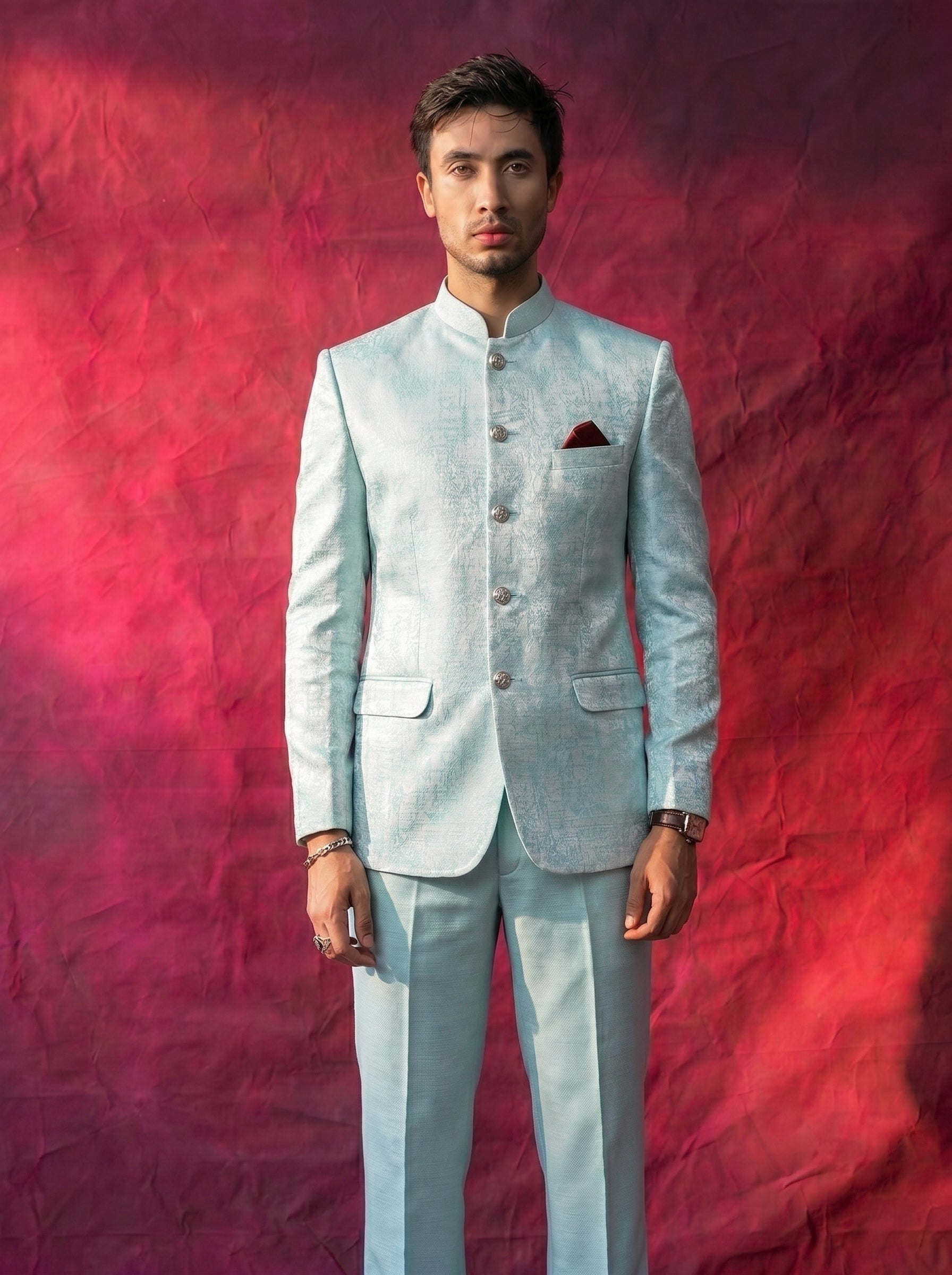 Men's Jodhpuri Sky blue Suit With Pant