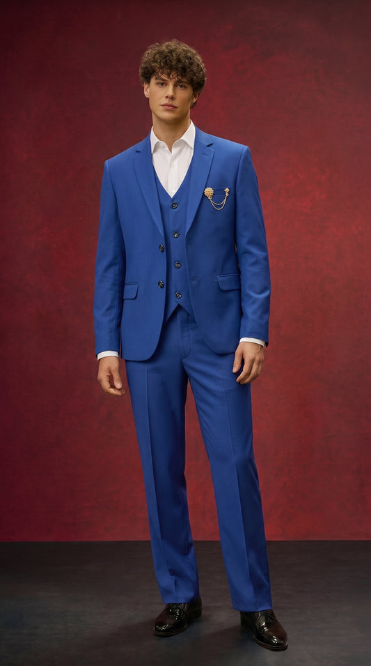 Premium Royal Blue3pic  Suit Set for Men