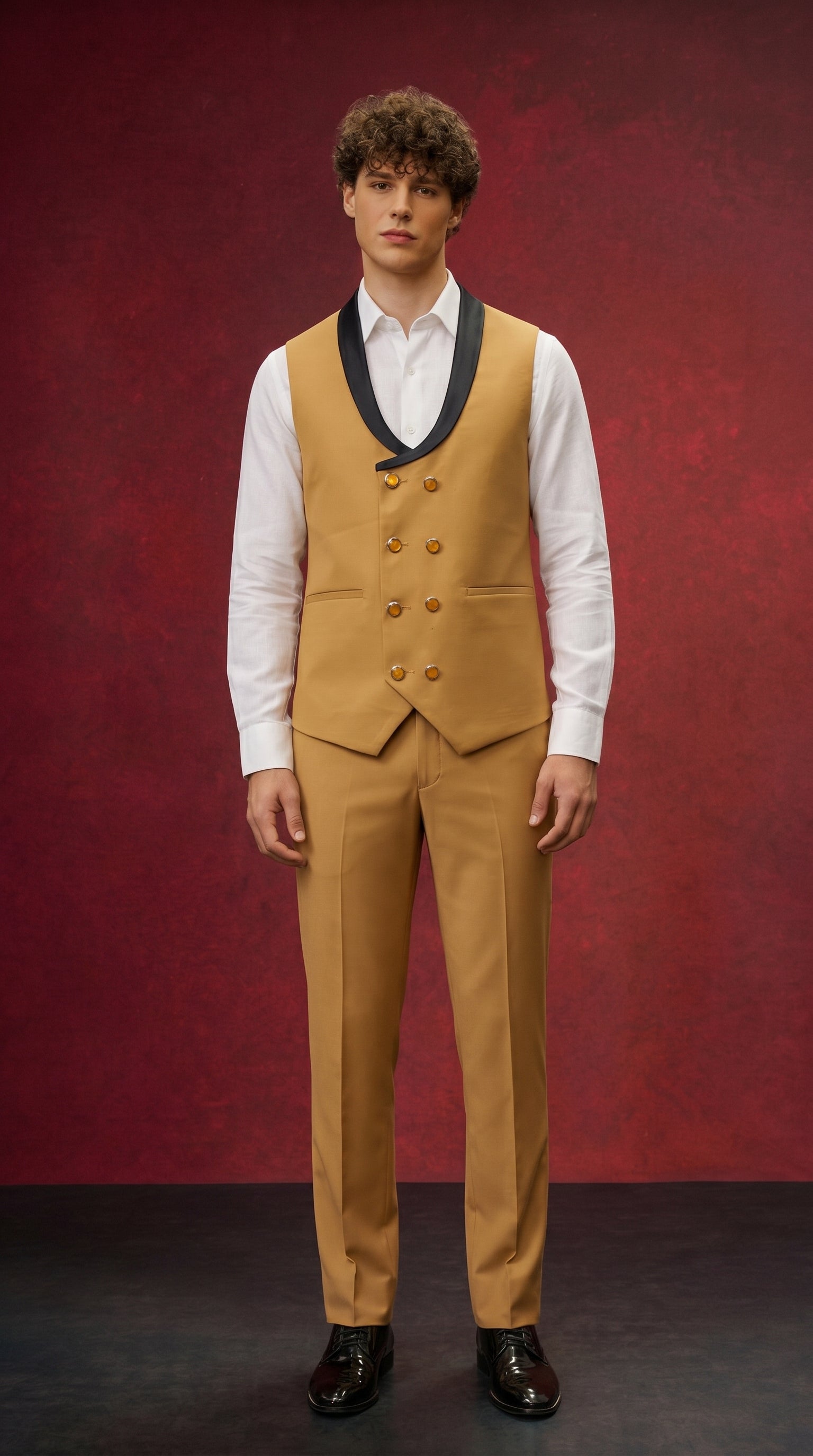Men's Mustard Gold Tuxedo 3 Piece Suit | Premium