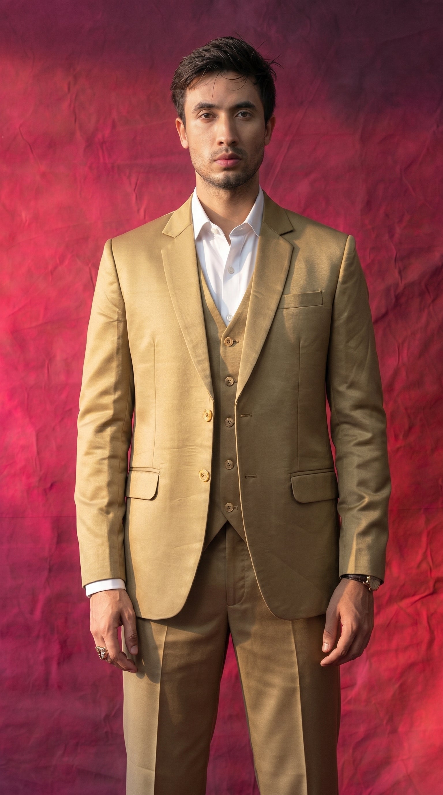 Men's Champagne Beige 3 Piece Suit | Premium Formal Wear Set