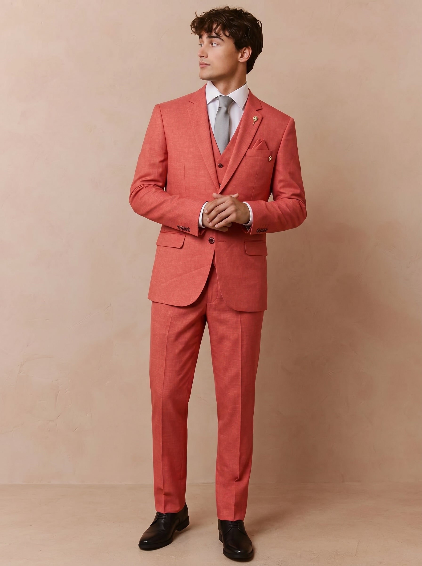 Men's Designer Coral Pink Suit