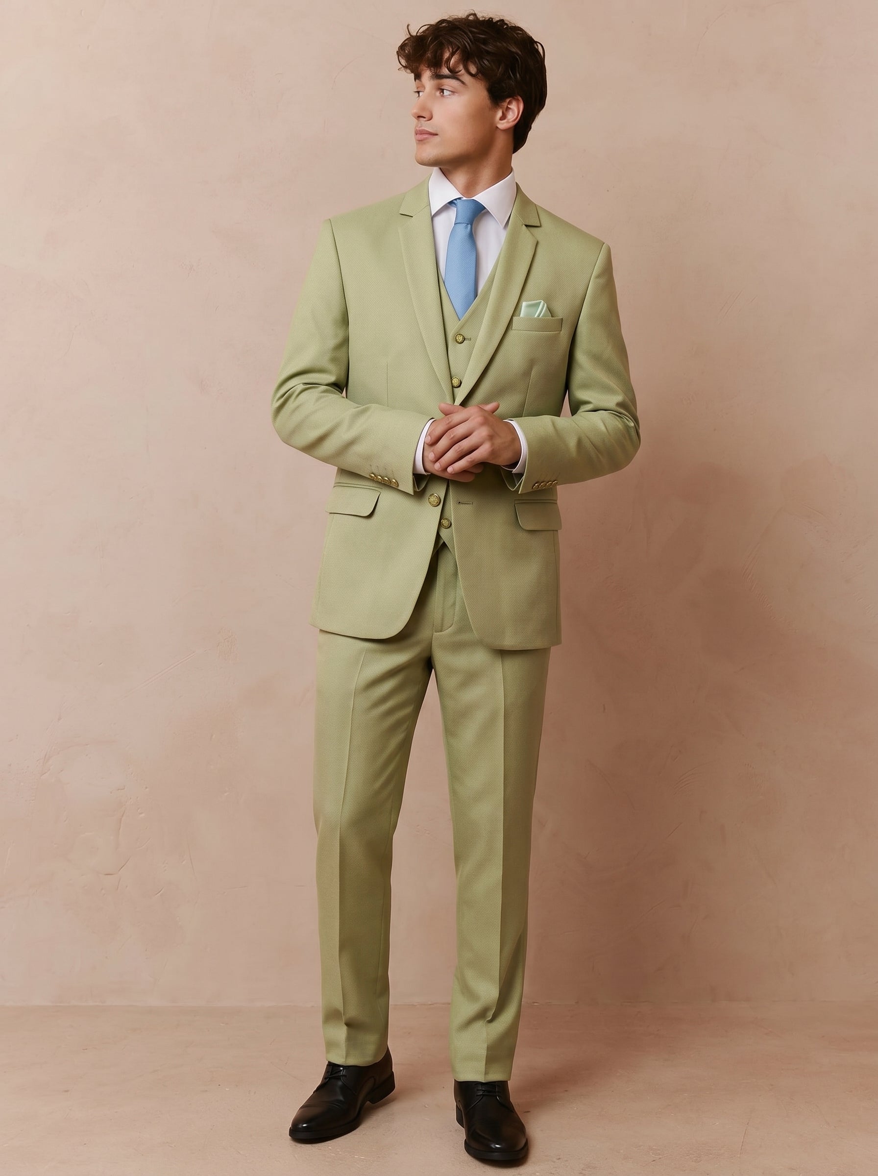 Men's Pistachio Green 3 Piece Suit