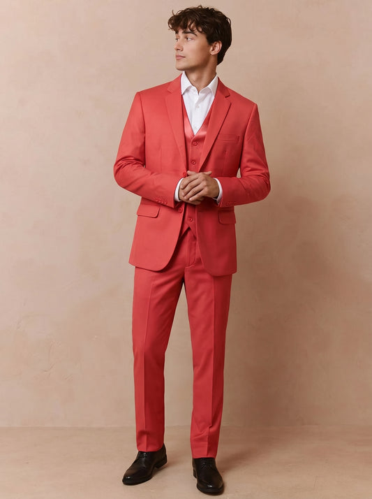Men's Crimson Red 3 Piece Suit