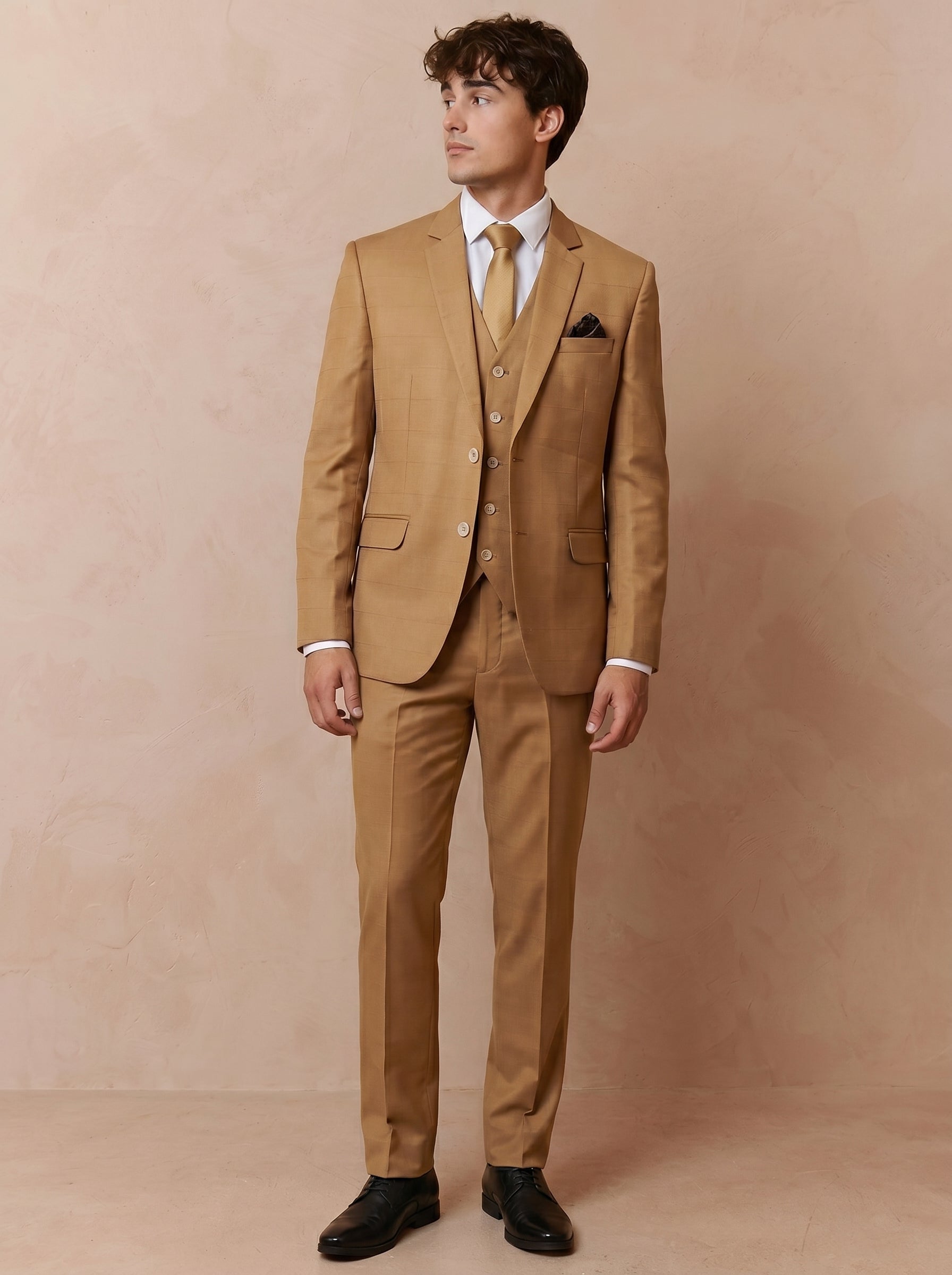 Men's Champagne Gold 3 Piece Suit
