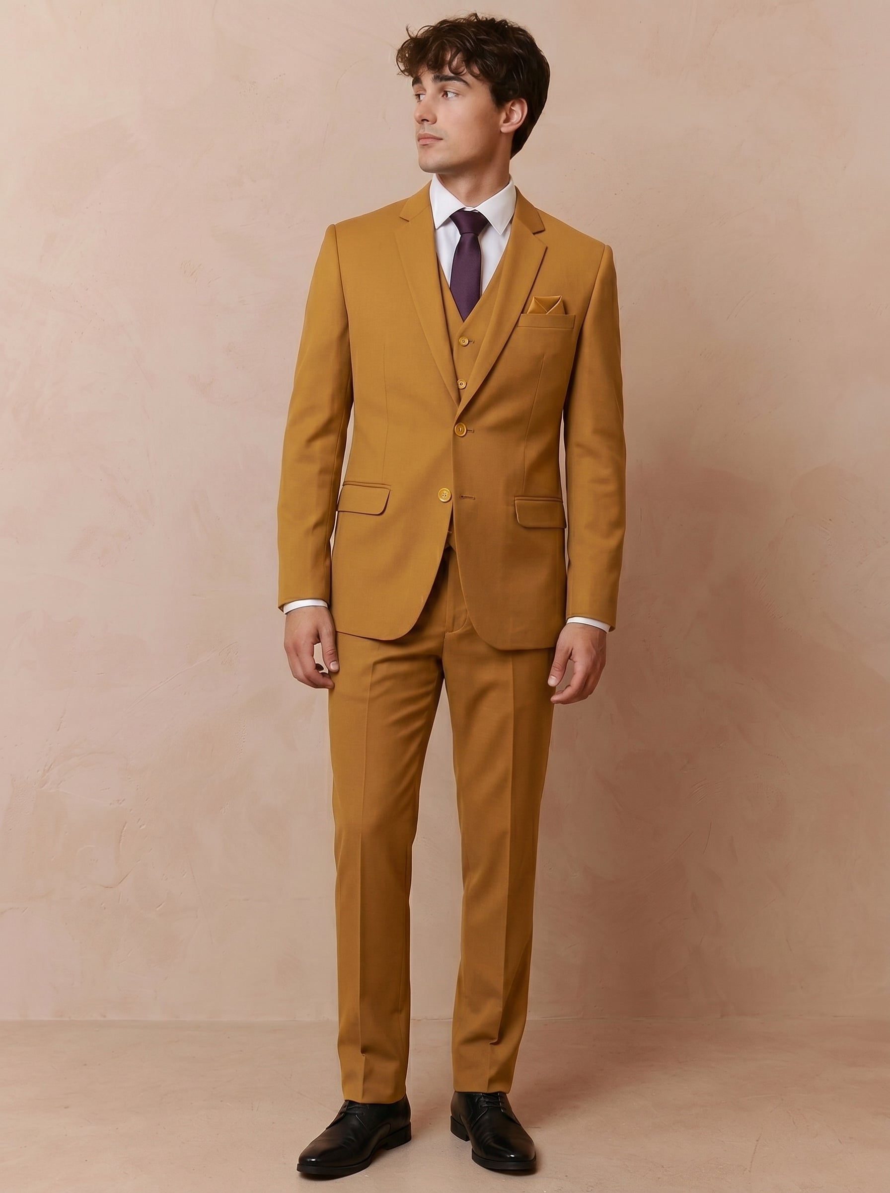 Men's Mustard Gold 3 Piece Suit